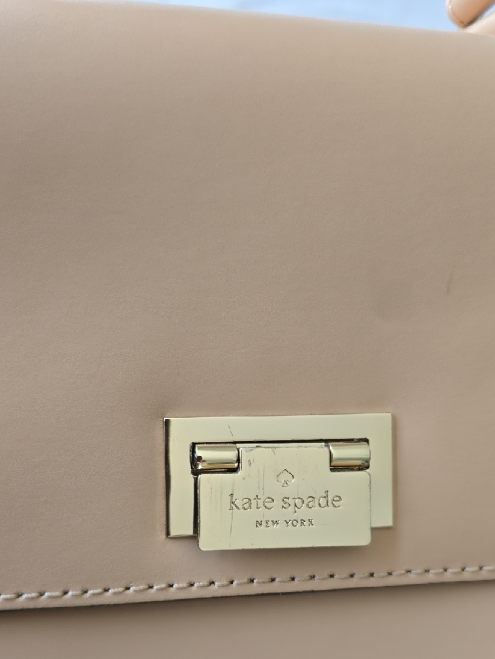 kate spade Beige Leather Structured Satchel with Gold Hardware - Picture 6 of 13